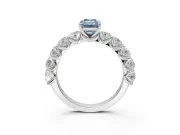 Emerald Cut Engagement Ring Setting for a Fancy Blue Lab-Grown Diamond | Sterling Silver - Design NV-24455