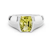 Radiant Cut Half Bezel Solitaire Engagement Ring Setting for a Fancy Yellow Lab-Grown Diamond | Wide Band | Platinum
