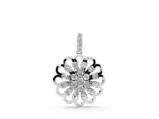 Round Lab-Grown Diamond Floral Cluster Pendant Necklace | Open Petal Frame | Sterling Silver