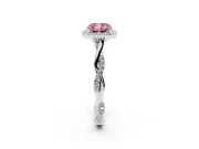 Cushion Cut Twist Halo Engagement Ring Setting for a Fancy Pink Lab-Grown Diamond | Platinum