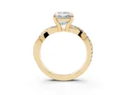 Princess Cut Pavé Twist Engagement Ring Setting | Crossover Band | Yellow Gold