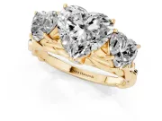 Heart-Shaped Three Stone Engagement Ring Setting | Braided Band | Yellow Gold