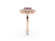 Emerald Cut Floral Double Halo Engagement Ring Setting for a Fancy Pink Lab-Grown Diamond | Plain Band | Rose Gold