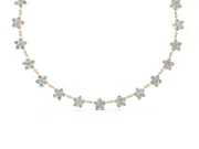 Round Lab-Grown Diamond Floral Cluster Station Necklace | Matching Flowers | Yellow Gold