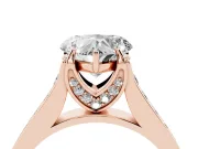 Heart-Shaped Graduated Pavé Solitaire Engagement Ring Setting | Wide Pavé Row Band | Rose Gold