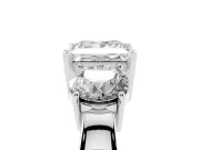 Princess Cut Three Stone Engagement Ring Setting | Wide Plain Band | Platinum