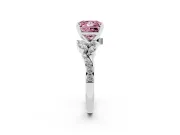 Fancy Pink Princess Cut Diamond Solitaire Ring Set in Platinum with Marquise Twist Band and Prong Setting
