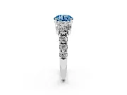 Round Three Stone Engagement Ring Setting for a Fancy Blue Lab-Grown Diamond | Accented Shoulders | Platinum