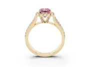 Radiant Cut Pavé Engagement Ring Setting for a Fancy Pink Lab-Grown Diamond | Wide Three-Row Band | Yellow Gold