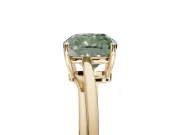 Cushion Cut Bypass Solitaire Engagement Ring Setting for a Fancy Green Lab-Grown Diamond | Yellow Gold