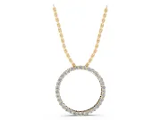 Round Lab-Grown Diamond Open Eternity Circle Pendant Necklace | Shared Prongs | Yellow Gold