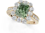 Radiant Cut Halo Engagement Ring Setting for a Fancy Green Lab-Grown Diamond | Yellow Gold - Design NV-24711