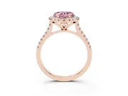 Heart-Shaped Halo Engagement Ring Setting for a Fancy Pink Lab-Grown Diamond | Tapered Band | Rose Gold