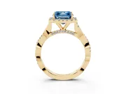 Asscher Cut Twist Halo Engagement Ring Setting for a Fancy Blue Lab-Grown Diamond | Yellow Gold