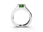 Princess Cut Half Bezel Engagement Ring Setting for a Fancy Green Lab-Grown Diamond | Wide Band | Sterling Silver
