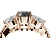 Cushion Cut Three Stone Engagement Ring Setting for a Black Center | Tapered Pavé Band | Rose Gold