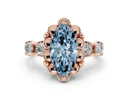 Marquise Floral Engagement Ring Setting for a Fancy Blue Lab-Grown Diamond | Petal Frame | Rose Gold