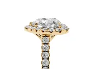 Heart-Shaped Raised Halo Engagement Ring Setting | Pave Band | Yellow Gold