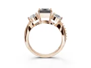 Princess Cut Three Stone Engagement Ring Setting for a Black Center | Tapered Pavé Band | Rose Gold