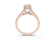 Cushion Cut Hidden Halo Pave Engagement Ring Setting | Claw Prongs | Rose Gold