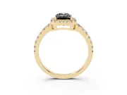 Emerald Cut Halo Engagement Ring Setting for a Black Center | Graduated Pavé Band | Yellow Gold