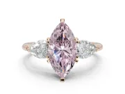 Marquise Three-Stone Ring Setting for a Fancy Pink Lab-Grown Diamond | Pear Side Stones | Rose Gold