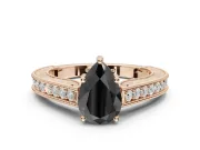 Pear-Shaped Vintage Pavé Engagement Ring Setting for a Black Center | Rose Gold