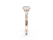 Asscher Cut Tapered Baguette Engagement Ring Setting | Bar Set Sides | Rose Gold