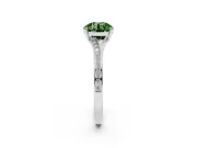 Round Pave Solitaire Engagement Ring Setting for a Fancy Green Lab-Grown Diamond | Sweeping Shoulders | White Gold