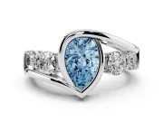 Pear-Shaped Engagement Ring Setting for a Fancy Blue Lab-Grown Diamond | Bezel | Sterling Silver