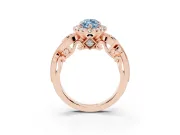 Marquise Vintage Halo Engagement Ring Setting for a Fancy Blue Lab-Grown Diamond | Bezel Shoulder Accents | Rose Gold
