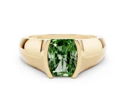 Radiant Cut Half Bezel Solitaire Engagement Ring Setting for a Fancy Green Lab-Grown Diamond | Wide Band | Yellow Gold