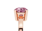Fancy Pink Round Cut Diamond Solitaire Ring Set in Rose gold with Prong Head and Smooth Polished Band