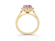 Heart-Shaped Halo Engagement Ring Setting for a Fancy Pink Lab-Grown Diamond | Filigree Shoulders | Yellow Gold