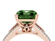 Asscher Cut Split Shank Engagement Ring Setting for a Fancy Green Lab-Grown Diamond | Pave Band | Rose Gold