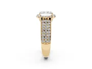 Radiant Cut Pavé Engagement Ring Setting | Wide Three-Row Band | Yellow Gold