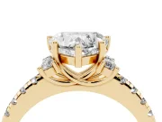 Heart-Shaped Side Stone Pave Engagement Ring Setting | Paired Round Accents | Yellow Gold