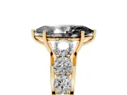 Marquise Engagement Ring Setting for a Black Center | Yellow Gold
