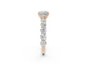 Cushion Cut Side Stone Engagement Ring Setting | Scalloped Prong Accents | Rose Gold