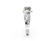 Cushion Cut Bypass Solitaire Engagement Ring Setting for a Fancy Green Lab-Grown Diamond | Pavé Strands | White Gold