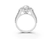 Pear-Shaped Large Accent Halo Engagement Ring Setting | Graduated Pavé | Sterling Silver