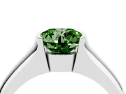 Round Half Bezel Solitaire Engagement Ring Setting for a Fancy Green Lab-Grown Diamond | Wide Band | Sterling Silver