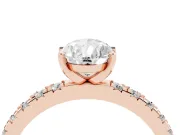 Pear Cut Diamond Pavé Band Solitaire Set in Rose gold with Prong Setting
