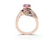 Princess Cut Bypass Hidden Halo Engagement Ring Setting for a Fancy Pink Lab-Grown Diamond | Graduated Pavé | Rose Gold