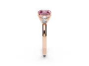 Asscher Cut 5 Stone Engagement Ring Setting for a Fancy Pink Lab-Grown Diamond | Rose Gold