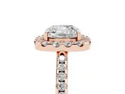 Cushion Cut Pave Halo Engagement Ring Setting | Pave Band | Rose Gold