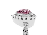 Heart-Shaped Milgrain Halo Engagement Ring Setting for a Fancy Pink Lab-Grown Diamond | Pavé Shoulders | Platinum