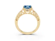 Asscher Cut Floral Pavé Engagement Ring Setting for a Fancy Blue Lab-Grown Diamond | Yellow Gold