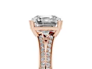 Asscher Cut Pave Split Shank Engagement Ring Setting | Double Claw Prongs | Rose Gold