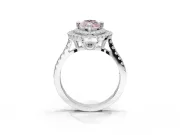 Fancy Pink Marquise Lab-Grown Diamond Double Halo Statement Ring Set in Platinum with Pavé Band